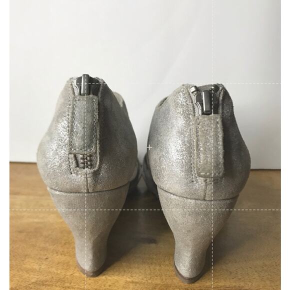 Eileen Fisher Silver Lattice Cage Leather Wedge Sandals Size 6 - Picture 7 of 9